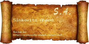 Sinkovits Ahmed névjegykártya